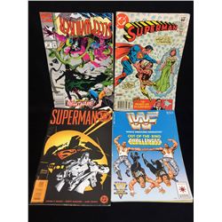 Lot of 4 Marvel, DC, WWF Comics