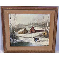 Winter Scene on the Farm Art