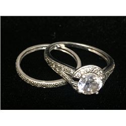 Women's Sterling Silver Wedding Ring Set Size 9.5