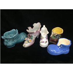 Lot of 5 Glass Ceramic Shoes