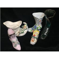 Lot of 5 Glass Ceramic Shoes