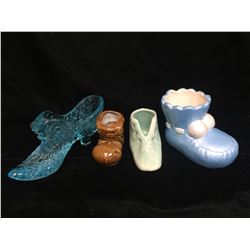 Lot of 4 Glass Ceramic Shoes