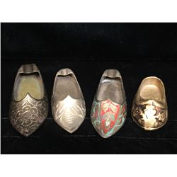 Lot of 4 Glass Ceramic Brass Shoes