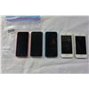 Image 1 : 3 APPLE IPHONE 5C, WHITE, BLUE, PINK AND 2 APPLE IPHONE 5S, SILVER, GOLD