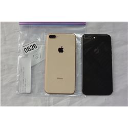 2 APPLE IPHONE 8 PLUS, JET BLACK AND GOLD