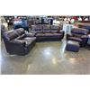 Image 1 : 3 PIECE LEATHER SOFA SET WITH OTTOMAN