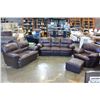 Image 2 : 3 PIECE LEATHER SOFA SET WITH OTTOMAN