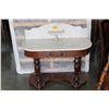 Image 1 : ANTIQUE WALNUT MARBLE TOP WASH STAND WITH GALLERY