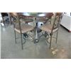 Image 2 : NEW ASHLEY SIGNATURE DESIGN ROUND COUNTER HEIGHT MAHOGANY WITH GLASS DINING TABLE, AND 4 ULPHOSTERED