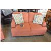 Image 2 : NEW ASHLEY SIGNATURE DESIGN CONTEMPORARY ORANGE SOFA AND LOVESEAT, WITH THROW PILLOWS, RETAIL $2499