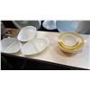 Image 1 : THREE PREX MIXING BOWLS AND THREE PYREX DISHES