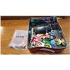 Image 1 : TIN OF COLLECTIBLES, BARBIE DRESS, ETC