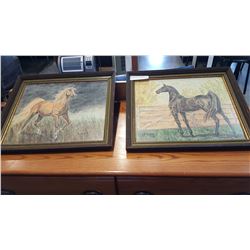 TWO HORSE PASTEL PICTURES