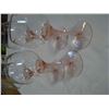 Image 2 : SET OF 4 PINK WINE GLASSES AND BOWL