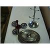 Image 1 : JEWELRY HANGER, SILVER PLATED DISH, AN TRIPLE HOLDER