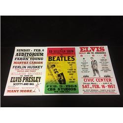 THE BEATLES & ELVIS PRESLEY 11X18 CONCERT POSTERS LOT