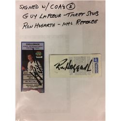 GUY LAFLEUR/ RON HOGARTH SIGNED TICKET STUBS W/ COA's