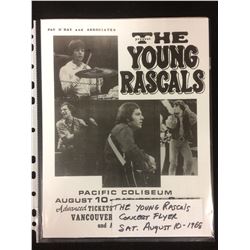 THE YOUNG RASCALS CONCERT FLYER (1968) PACIFIC COLISEUM/ VANCOUVER BC