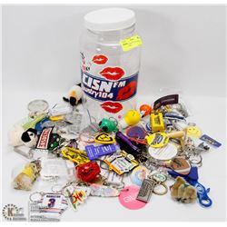 GALLON OF KEY CHAINS & BOX OF KEY CHAINS.