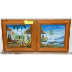 2 TILES PAINTED FRAMED