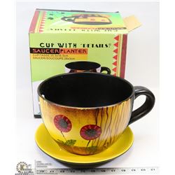 TEACUP & SAUCER PLANTER FLORAL STYLE