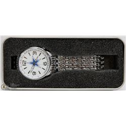 NEW IN CASE, BLUE STAR MENS WATCH.