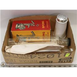 4) MADE IN ENGLAND GRINDER (MINCER) WITH 2 GLASS