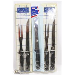 LOT OF 2 KITCHEN COMPLEMENTS CARVING SETS SOLD