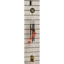 WIND CHIME ADORNED WITH RED ORIENTAL LANTERNS
