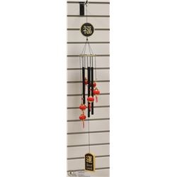 WIND CHIME ADORNED WITH RED ORIENTAL LANTERNS