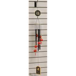 WIND CHIME ADORNED WITH RED ORIENTAL LANTERNS