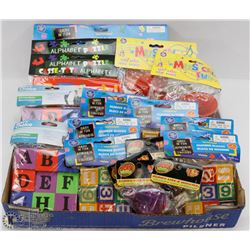 FLAT OF ASSORTED KIDS TOYS AND PUZZLES