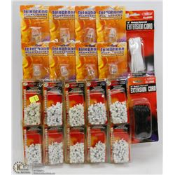 BUNDLE OF 6MM TELEPHONE CABLE CLIPS, AND MORE