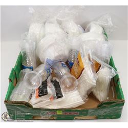 FLAT OF DISPOSABLE CUTLERY, CUPS, AND BOWLS