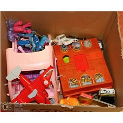 LARGE BOX OF KIDS TOYS - MATCHBOX, BARBIE, MY