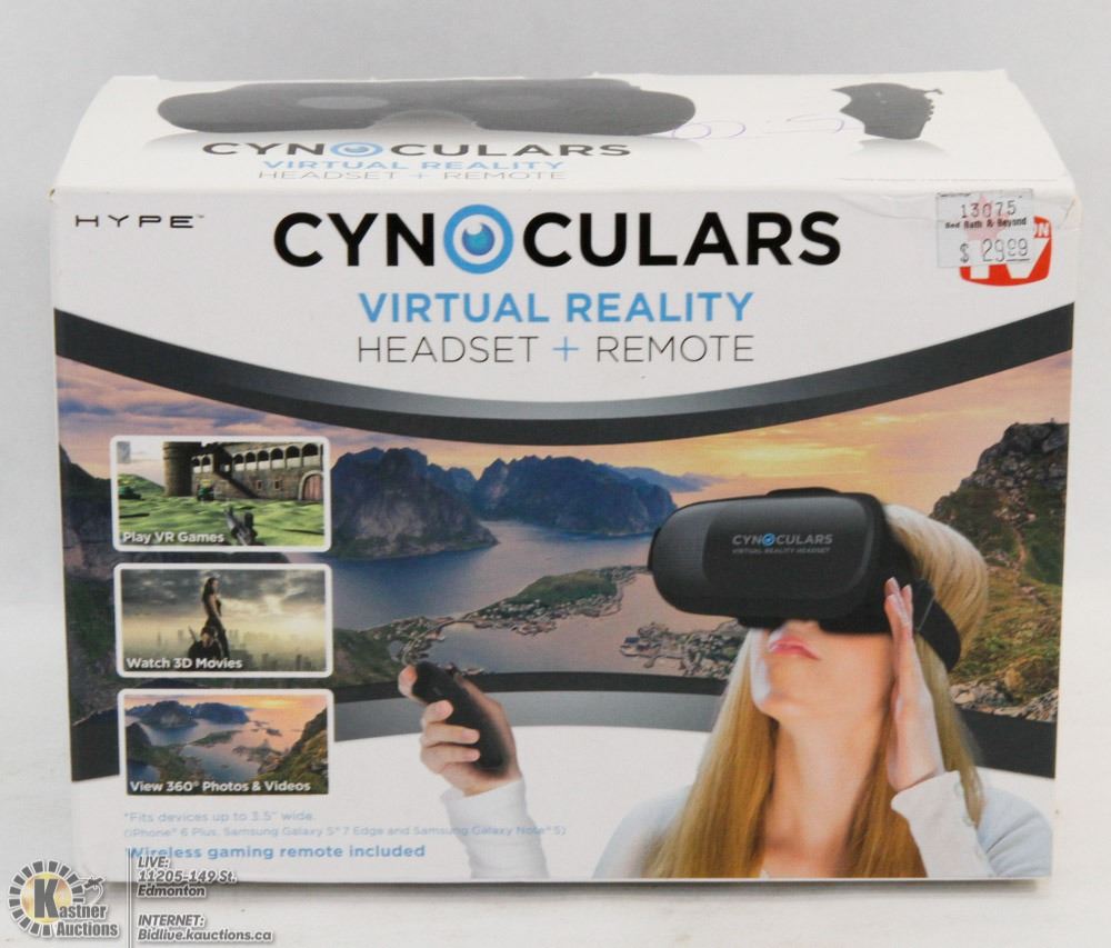CYNOCULARS VIRTUAL REALITY HEADSET & REMOTE.