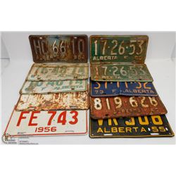 10 VINTAGE LICENSE PLATES FROM YEARS 55-73