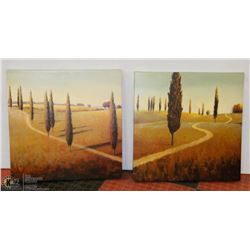 2 GREEN SCAPE PICTURES ON CANVAS 24"X24" EACH