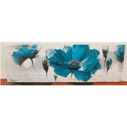 BLUE FLOWER PRINT ON CANVAS 19"X59"