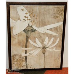 FLORAL PRINT FRAMED ON CANVAS 24"X30"