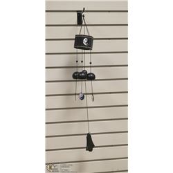 BUDDAH WIND CHIME W/ BLACK AND BRASS ACCENTS