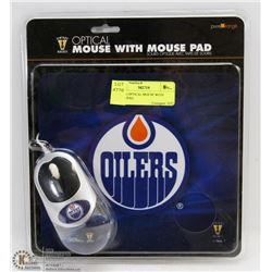 OILERS OPTICAL MOUSE WITH MOUSEPAD
