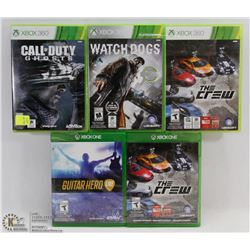 BUNDLE OF 3 XBOX 360 GAMES AND 2 XBOX ONE GAMES