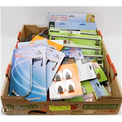 LARGE FLAT OF TOWEL BARS AND HOOKS