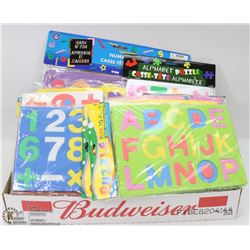 FLAT OF KIDS LEARNING NUMBER AND LETTER PUZZLES