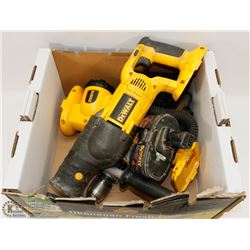 DEWALT 18 VOLT DRILL, LIGHT  & SAWZALL W/ BATTERY