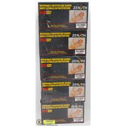 5 BOXES OF DISPOSABLE POLYETHYLENE GLOVES