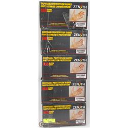 5 BOXES OF DISPOSABLE POLYETHYLENE GLOVES