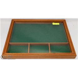 WOOD DISPLAY CABINET (21.5"H X 17"L X 2"W) -