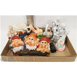 FLAT OF VINTAGE FRENCH STYLE FIGURES AND MORE